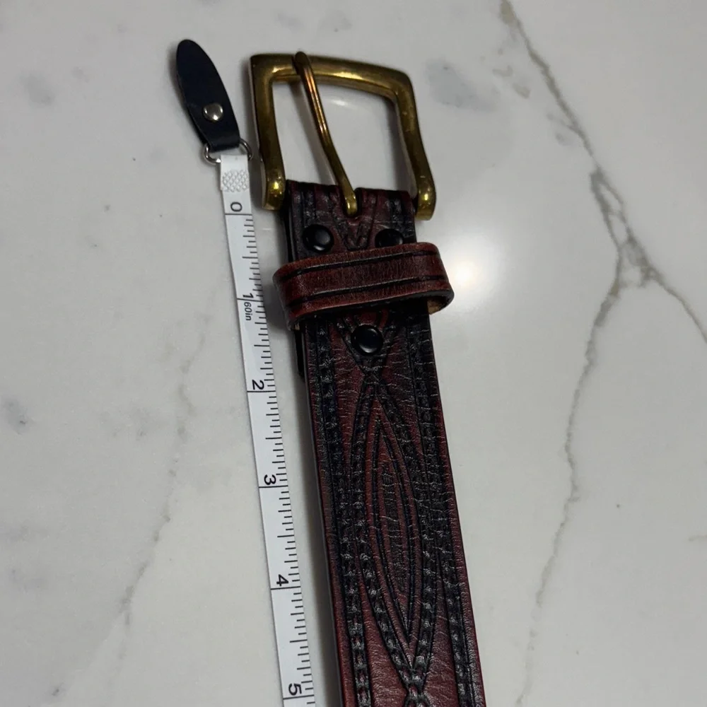 Wrangler Dark Brown Leather Belt with Gold Buckle